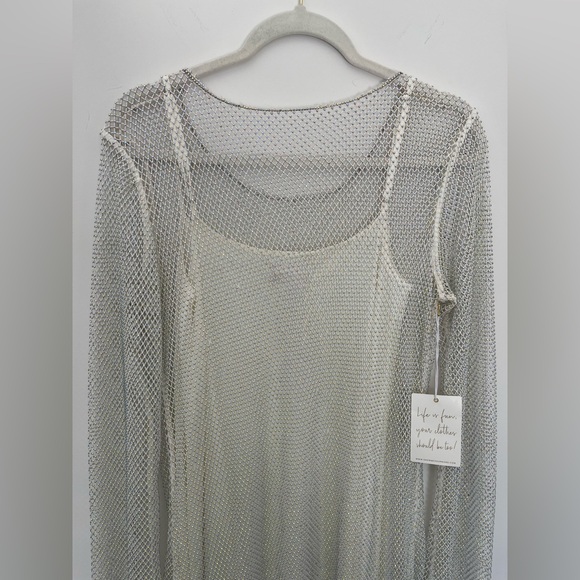 NWT Show Me Your Mumu Iconic Maxi Dress size Large with slip rhinestone white - Picture 8 of 12